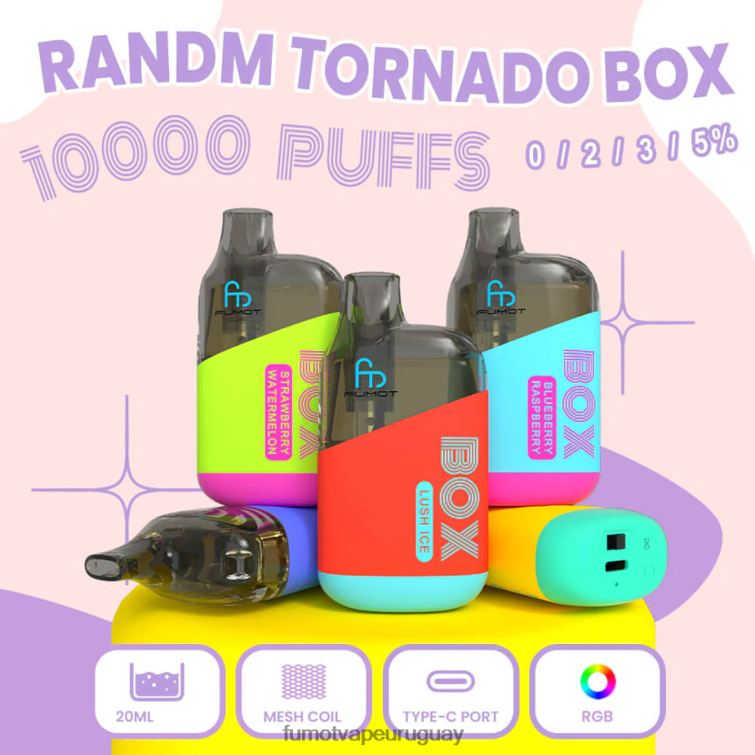 Fumot Tornado chicle de sandía Caja de 10000 vape pods desechables - 20 ml (1 pieza) T2JJRR359 Fumot vape sabores