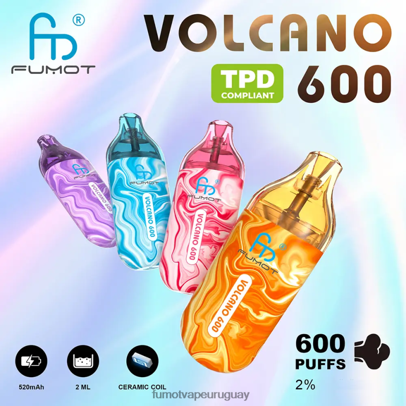 Fumot Volcano vimto Vape desechable compatible con 600 tpd - 2 ml (juego de 3 piezas) T2JJRR295 Fumot discount code