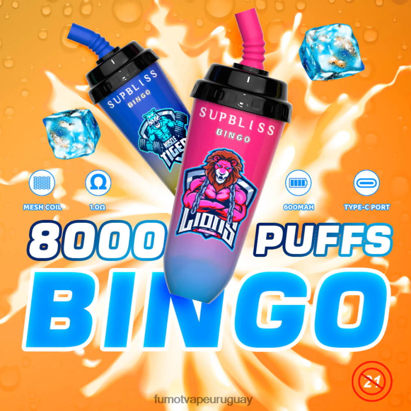 Fumot Supbliss Bingo Fruta mezclada Dispositivo de vapeo desechable 8000 de 16 ml (1 pieza) T2JJRR403 vaporizador Fumot