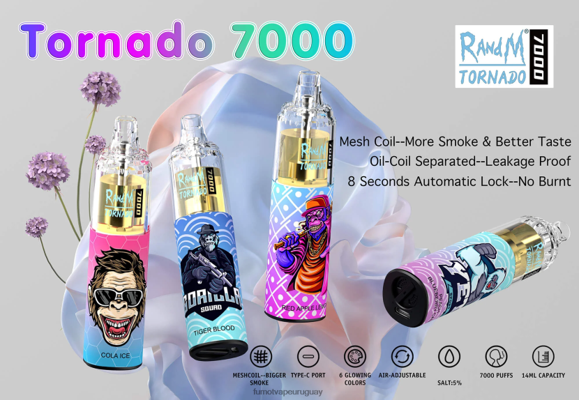 Fumot Tornado algodón de azúcar Pluma vaporizador desechable 7000 - 14 ml (1 pieza) T2JJRR74 Fumot factory