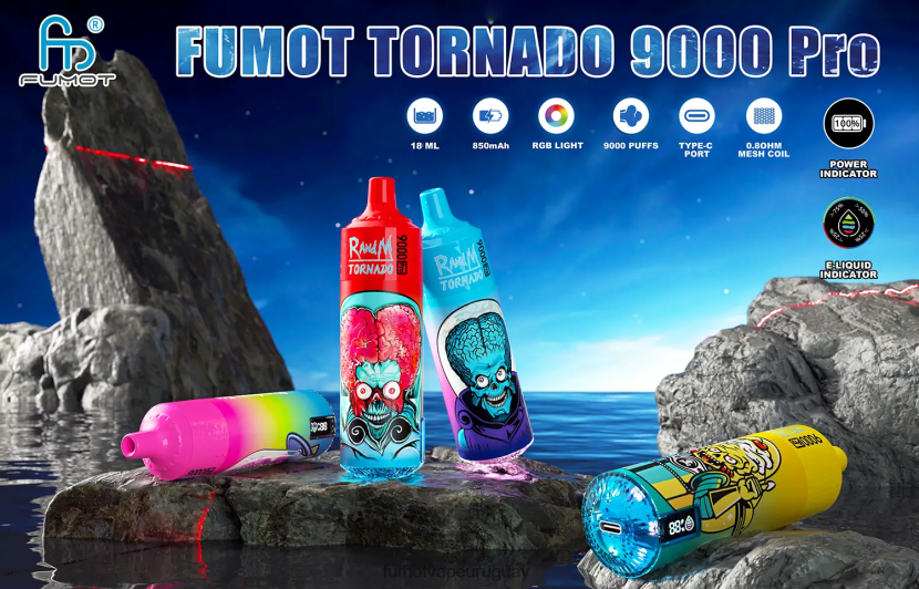 Fumot Tornado juego de bolos 1 pieza de vaporizador desechable 9000 pro de 18 ml T2JJRR228 Fumot vape