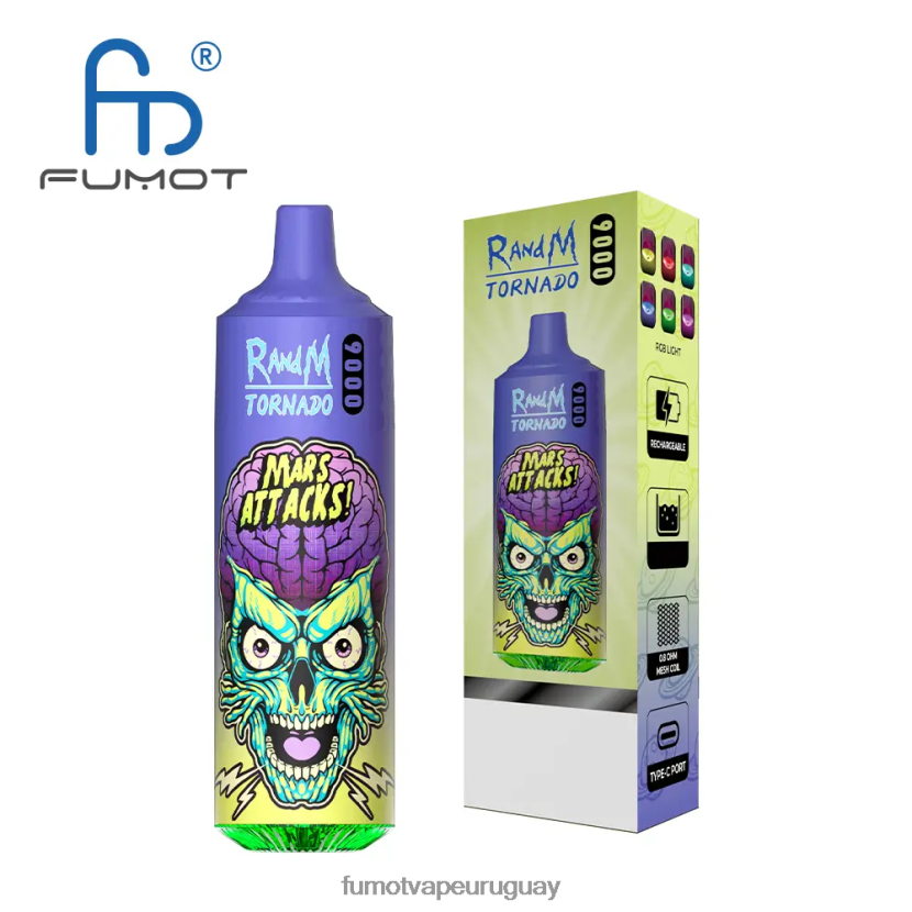 Fumot Tornado áloe uva Pluma vaporizador desechable 9000 - 18 ml (1 pieza) T2JJRR12 Fumot vape review