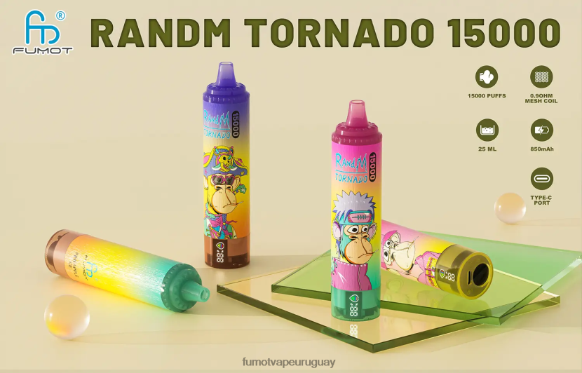 Fumot Tornado manzana durazno pera 15000 vaporizador desechable 25ml (1 pieza) T2JJRR158 Fumot vape